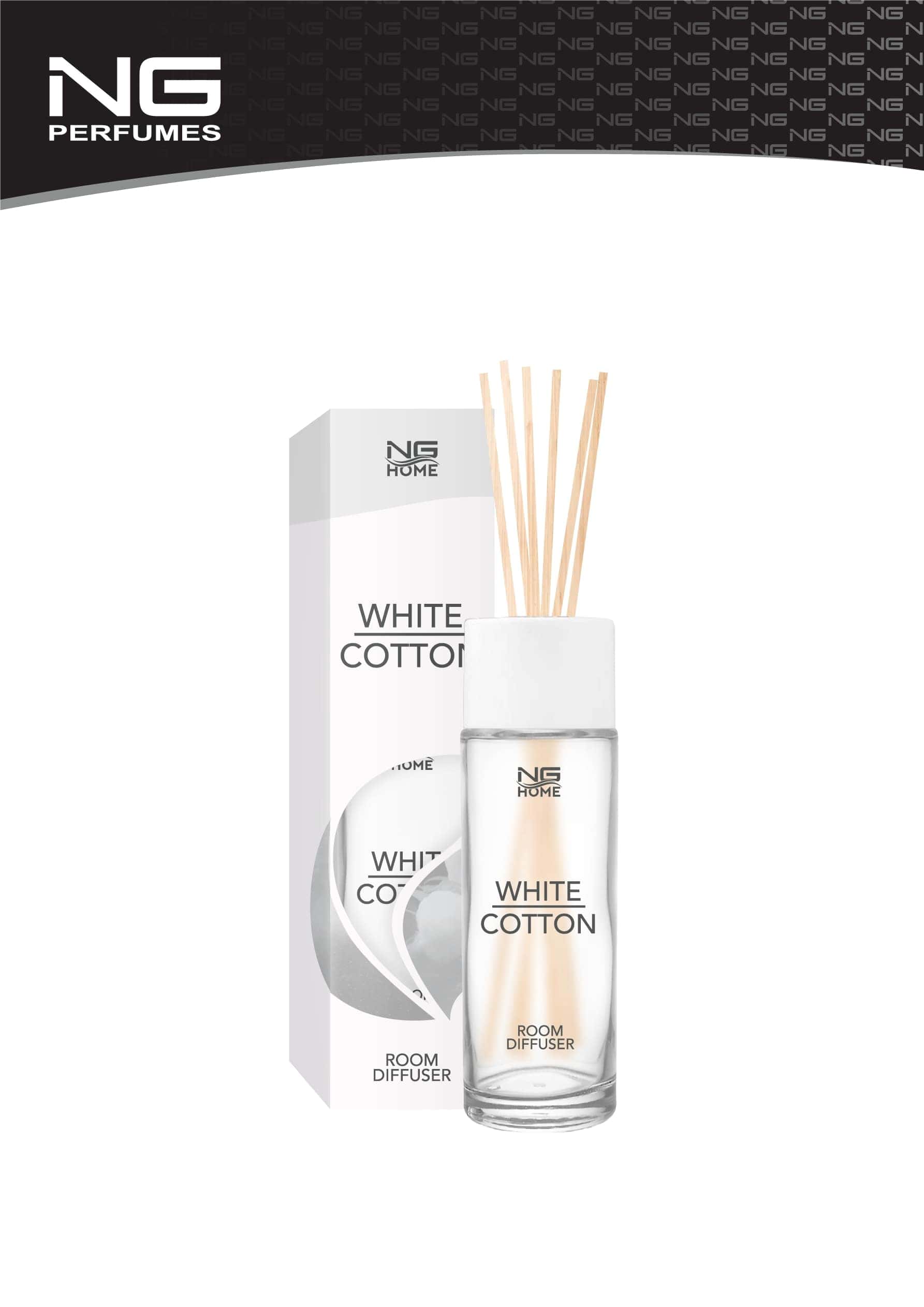 White Cotton Room Diffuser 100ml by NG - Webparfums.nl