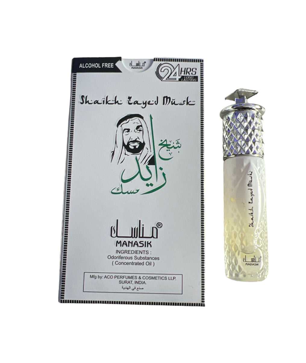 Manasik Shaikh Zayed Musk Roll On parfum olie unisex Alcohol Free - Webparfums.nl