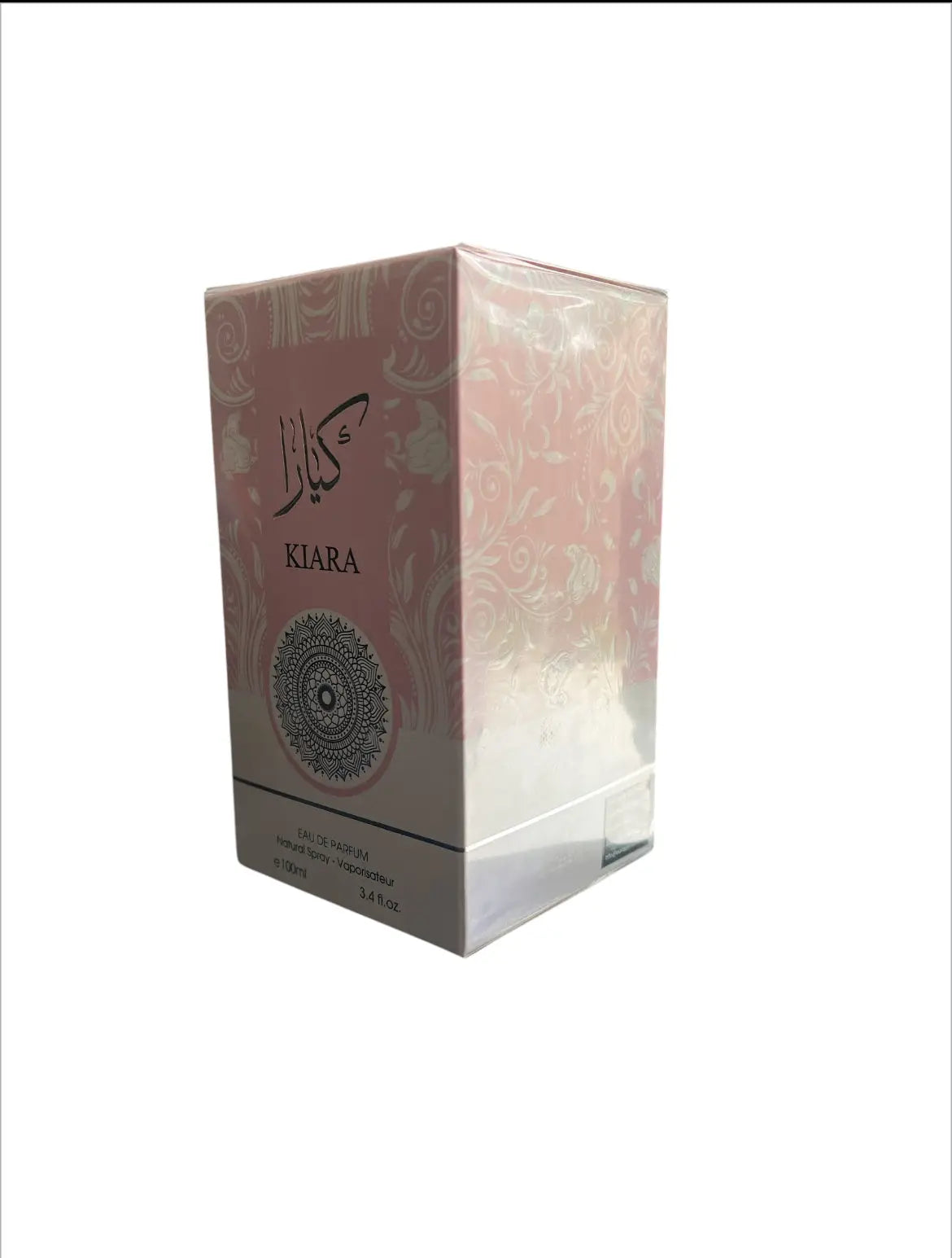 Roze en zilveren bloemenpatroon doos voor kiara parfum product kiara for her door fc